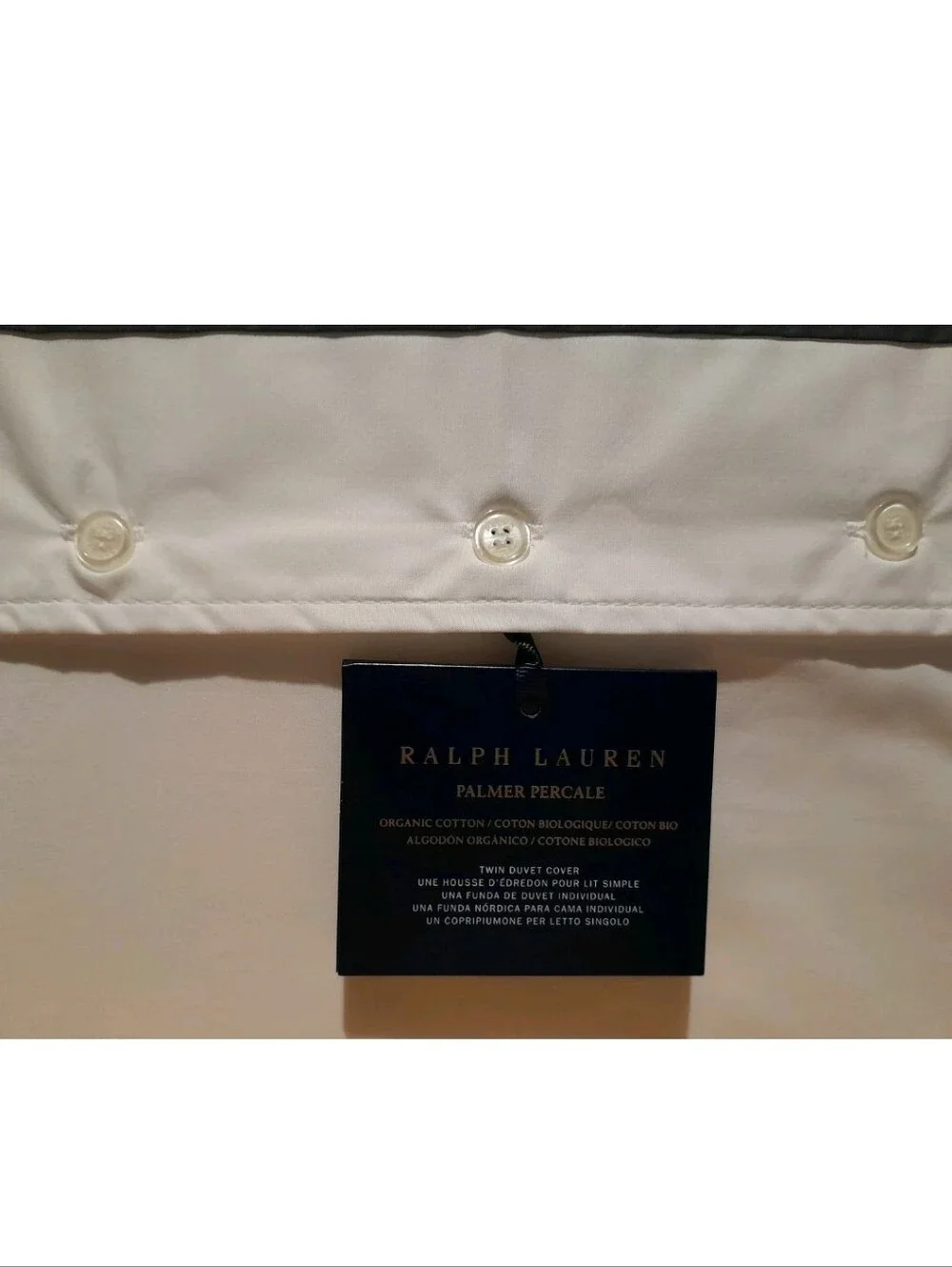 BRAND NEW RALPH LAUREN Organic Cotton Percale Palmer Twin DUVET COVER Loft Grey